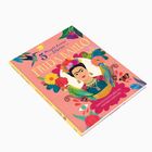 „5 Minute Genius Stories: FRIDA KAHLO“ und „Zehn Geschichten über eine visionäre Künstlerin“ auf einem bunten Buchcover.