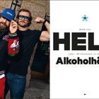 "WHO the HELL oder: Willkommen in der Alkoholhölle" in großer schwarzer Schrift. Zwei Männer posieren lässig.