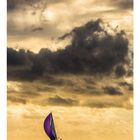 "10" und Zahlen 1-31 unten, darüber ein Segelboot mit violettem Segel unter dramatischen Wolken.