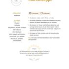 "Maronisuppe", Rezept für 2 Portionen, 30 Minuten. Zutaten: Zwiebel, Butter, Maroni, Wasser, Weißwein, Gewürze. Anleitung vorhanden.