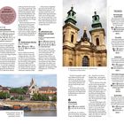 Schriftart: Titel „Schon gewusst?“; Text über Emmauskloster, St.-Katharinen-Kirche, Karlplatz; markiert Hotels in Prag.