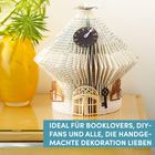 Text: "IDEAL FÜR BOOKLOVERS, DIY-FANS UND ALLE, DIE HANDGEMACHTE DEKORATION LIEBEN." Eine skulpturale, aus Papier gefaltete Uhr.