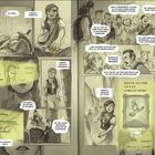Texts: "Request: Identität", "Request: Statistik Kerrybrook", "Request: Nächster Exit-Point", "Nächster Exit-Point 439m N/O Weinkeller Rathaus." 

A sepia-toned comic depicting a scene with dialogue and various figures interacting.