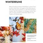 "Vorbereitung auf die Winterruhe." Text beschreibt herbstliche Natur, Planungsideen. Bilder: Distelsamen, Singdrossel, Lauch im Boden.