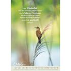 Text: "Das Wertvollste, was wir einander geben können, sind Liebe und Vertrauen. ...es dir geschenkt. Petra Würth. Oktober." Ein Vogel sitzt auf einem Schilfrohr.