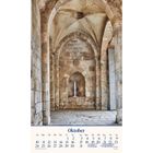 "Der Friede Gottes [...] in Christus Jesus." Philipp 4,7. Kalender für Dezember mit Bild eines steinernen Klostergangs.