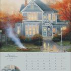 Schaffe in mir, Gott, ein reines Herz... Psalm 51,12. Oktober. Ein Haus im Herbst mit warmem Licht und bunten Bäumen.