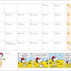 Kalender mit dem Monat Oktober. Feiertage: 3. und 31. Comic: Hund mag Pfannkuchen, denkt über Regale nach.