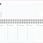 Kalender: "Februar", Wochenübersicht 22-28, Tage Montag bis Sonntag, KW 8. Zwei Bienen als Illustration oben rechts.
