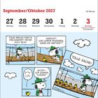 "September/Oktober 2027", Kalender mit Comic: Snoopy auf einer Hängebrücke, redet mit Vögeln über Fliegen.