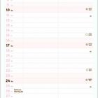 Kalenderseite für Oktober mit Feiertagen. Illustration mit drei Katzen, die Hexenhüte tragen. Text: "Witchful Thinking".