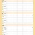 Kalendertext: Tage des Oktobers und Wochentage. Unten ist eine Katze vor herbstlichem Hintergrund. Text: "Oktober".