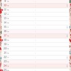 Kalenderseite mit Tagen und Feiertagen im Oktober, dekoriert mit buntem Herbstlaub am Rand.