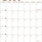 Kalender für Oktober. Feiertage: Tag der Dt. Einheit (Erntedankfest) am 3., Nationalfeiertag (A) am 26., Halloween am 31.