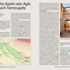 "Von Asslim oder Agdz nach Tamnougalte. Startpunkt: Agdz, Zentrum. Ziel: Ksar Tamnougalte. Dauer: 2 Std. (reine Gehzeit). Länge: ca. 7 km." 

Links eine Karte der Route. Rechts Foto eines Eingangs bei Ksar Tamnougalte. Weitere Details zu Route und Sehenswürdigkeiten stehen im Text.