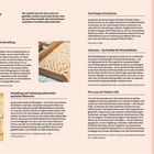 Texte in Spalten: "Kulinarische Erlebnisse", "Die Kunst der orecchiette-Herstellung", "Das flüssige Gold Apuliens", "Sagre". Bild zeigt frische Pasta und Käse.