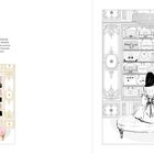 Ein Text beschreibt eine Tasche als vielseitig und bedeutend. Illustration: Frau in rosa Kleid vor Regal mit Taschen.