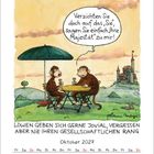 Zwei Affen unterhalten sich an einem Tisch. Text: "Verzichten Sie auf das 'Sie', sagen Sie einfach 'Ihre Majestät' zu mir!"