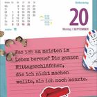 Kalender mit Spruch: „Was ich am meisten im Leben bereue? Die ganzen Mittagsschläfchen, die ich nicht machen wollte...“