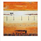 Kalendertext unten: "10", "2023".  
Illustration: Abendstimmung am Wasser, Schiff, warme Farben.