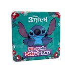 „Disney Stitch“, „Die große Stitch-Box“. Eine Illustration von Stitch auf floralem Hintergrund.