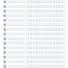 Text: "MEINE LISTE FÜR ... Klasse, NAME". Eine zweispaltige Tabelle mit Zahlen 1 bis 34 links.