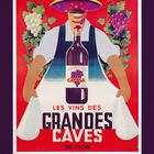 Text oben: "DE LA VIGNE... SUR VOTRE TABLE!"
Text unten: "LES VINS DES GRANDES CAVES DE LYON."
Illustration: Person mit Trauben, Flasche Wein.