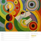 Text: "06. Woche Februar 2027. 08 Mo Rosenmontag, 09 Di Faschingsdienstag, 10 Mi Aschermittwoch, 14 So Valentinstag." 
Illustration: Bunte, konzentrische Kreise.