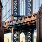 Kalenderblatt mit Monatsübersicht Oktober. Großaufnahme einer Brücke, im Hintergrund ist das Empire State Building zu sehen.