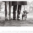 "10." Unten die Zahlen 1 bis 31. Eine Person trägt Stiefel, daneben ein großer und ein kleiner Hund auf einem Weg.