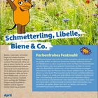 "Schmetterling, Libelle, Biene & Co." Text über einer Wiese mit der Maus. Weitere Texte informieren über Wildblumenwiesen.