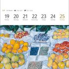 Kalender: Juli, Woche 29. Tage: 19 (Mo) bis 25 (So). Unten eine Illustration von verschiedenen bunten Obstsorten.