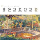 Juli, 29. Woche, 19. bis 25. als Kalendertage. Darunter eine bunte, impressionistische Gartenszene mit Blumen.