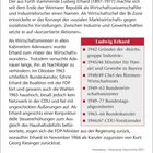 Textabschnitt über Ludwig Erhard, wirtschaftliche Erfolge und politische Herausforderungen, inklusive Minister- und Kanzlerzeit.