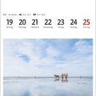 Text: Juli, 19 bis 25, Montag bis Sonntag. Bild: Kutsche auf Wattenmeer bei blauem Himmel.