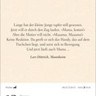 Lars Dittrich beschreibt einen Jungen im Zug. Unten: "Widder 13 Dienstag April", Uhrzeiten und "DIE ZEIT" Logo.