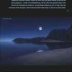 Text über die Sterne, der Himmel und das Universum. Nacht mit Mond über ruhigem Meer, Kalender zeigt März.