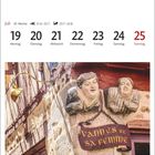 "Juli" oben auf einer Kalenderseite. Darunter Steinskulpturen eines Paares mit einem Schild: "Vannes et sa Femme".