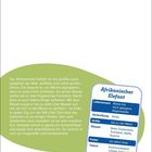 Text über Afrikanischen Elefanten: Lebensraum, Verbreitung, Größe, Rüssel, Futter, Talent. Grüner Hintergrund.