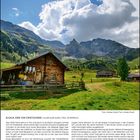 ELSALM, EINE VON ZWEITAUSEND (Zillertaler Alpen, Tirol, Österreich). Über 2000 Almen gibt es in Tirol. Unter einem blauen Himmel steht eine Holzalm vor einer bergigen Landschaft.