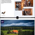 "Tolle Mannschaft. Bernhard kann sich glücklich schätzen... Tipps für Garten & Balkon: Jedes Jahr im Herbst beim Frischmachen..." oben Fotos von Menschen in einem Büro, unten Kalenderblatt für Oktober mit Landschaft.