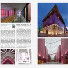 Textbeschreibung: Linke Seite mit Text über das Centro Cultural de La Rioja. Rechts oben Gebäudeansicht nachts, rechts unten Innenraumansicht.