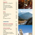 Seite mit Inhaltsverzeichnis. Bilder von Höhlen, Bergen und alten Ruinen. Themen: Mingrelien, Racha, Swanetien.