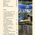Inhalt: Reisetipps von A bis Z, Sprachführer, Anhang, Extra. Daneben drei Naturfotos mit Wald, See und einem Bär.