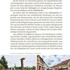 Texte: "Anfahrt auf Lübbenau, Innenstadt von Lübbenau, Von Lübben nach Vetschau". Links Skulptur, rechts Gebäude einer Straße.