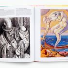 Links oben: "Gustave Doré, 1862". Links: Ein Mann mit Hut und Schlüssel spricht mit einer Frau. Rechts: Bunte Illustration eines Geistes.