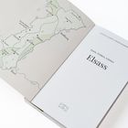Texte: "Elsass", "Essen, Trinken, Erleben", Karte mit Städten im Elsass. Links Kartenansicht, rechts Buchseite.