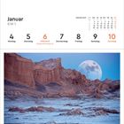 Kalenderansicht: Januar, KW 1, zeigt den 4. bis 10. Januar 2027. Bild: Valle de la Luna, Chile bei Vollmond.