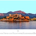 Text: "Calvi Zitadelle", "11", "CASARES EDITION". Eine befestigte Stadt auf einem Hügel, umgeben von Wasser und Bergen.