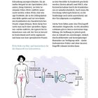 Seite 16, "Was ist Endometriose?". Text über Speicheltests für Diagnose. Illustration: Frau, Speichelprobe, RNA-Extraktion.